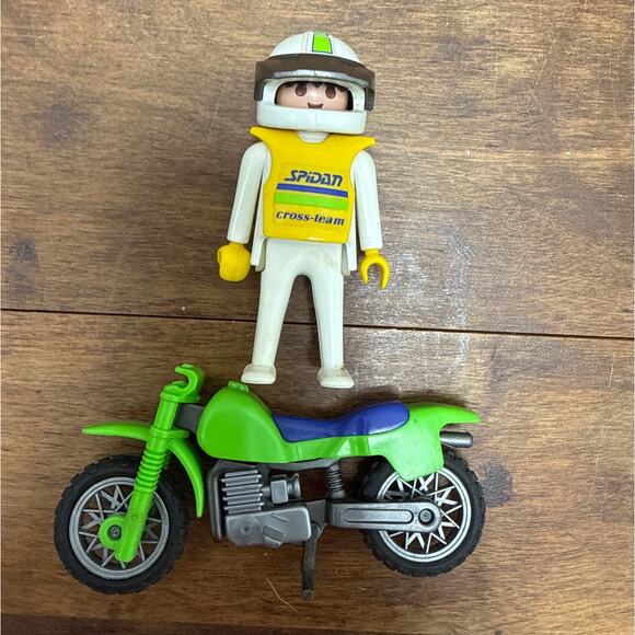 Vintage Playmobil Off-Road Motorcycle Rider Set 3301 Motocross Spidan Cross Team - Picture 3 of 7